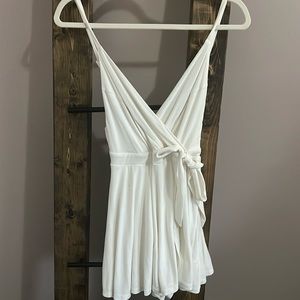 WHITE SKORT DRESS DEEP V LINE
